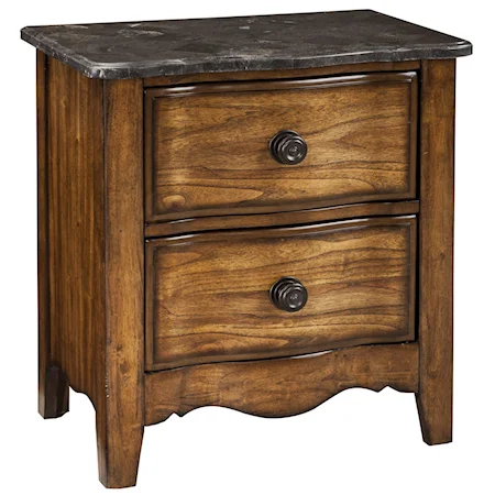 Nightstand with Bluestone Top and Two Drawers